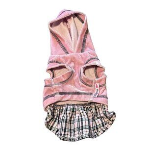 LuluPink Pink & Black Velour Hoodie Sweater Dress XXS